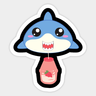 strawberry shark Sticker